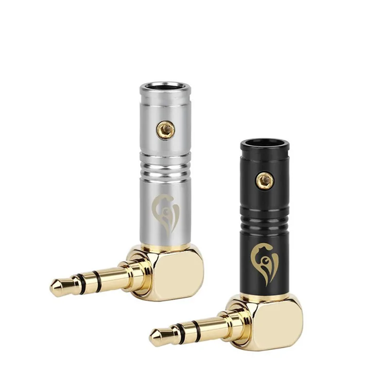 

10pcs 3.5mm Jack Headphone Adapter Connectors Right Angle 3 Poles HiFi 90 Degree Audio Adapter Gold Plated Solder Black Silver