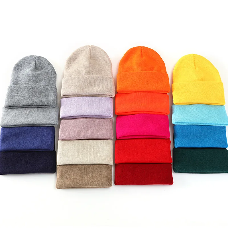 

Solid color knitted hat unisex winter warm hat
