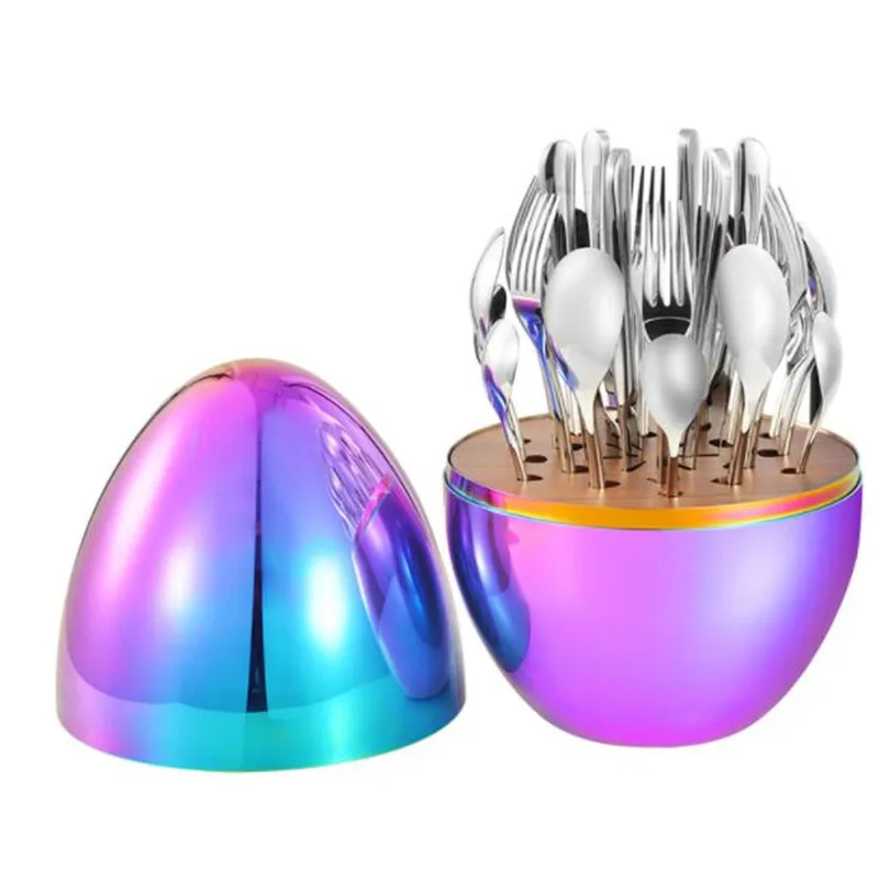 

Зеркальное яйцо, золото, 6/24 шт., нож, вилка, ложка, дорожная посуда из нержавеющей стали, набор детской столовой посуды, нож, вилка, ложка, пода...