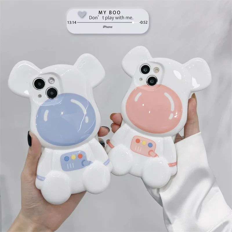 

For Creative Cute Cartoon Astronaut Fashion Bear Cover for IPhone 11 12 13 Pro X XR XS Max Shockproof Phone Case IPhone 13 Case