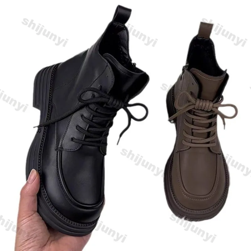 Зимние женские ботинки 2024 новые плюшевые теплые короткие на платформе удобные