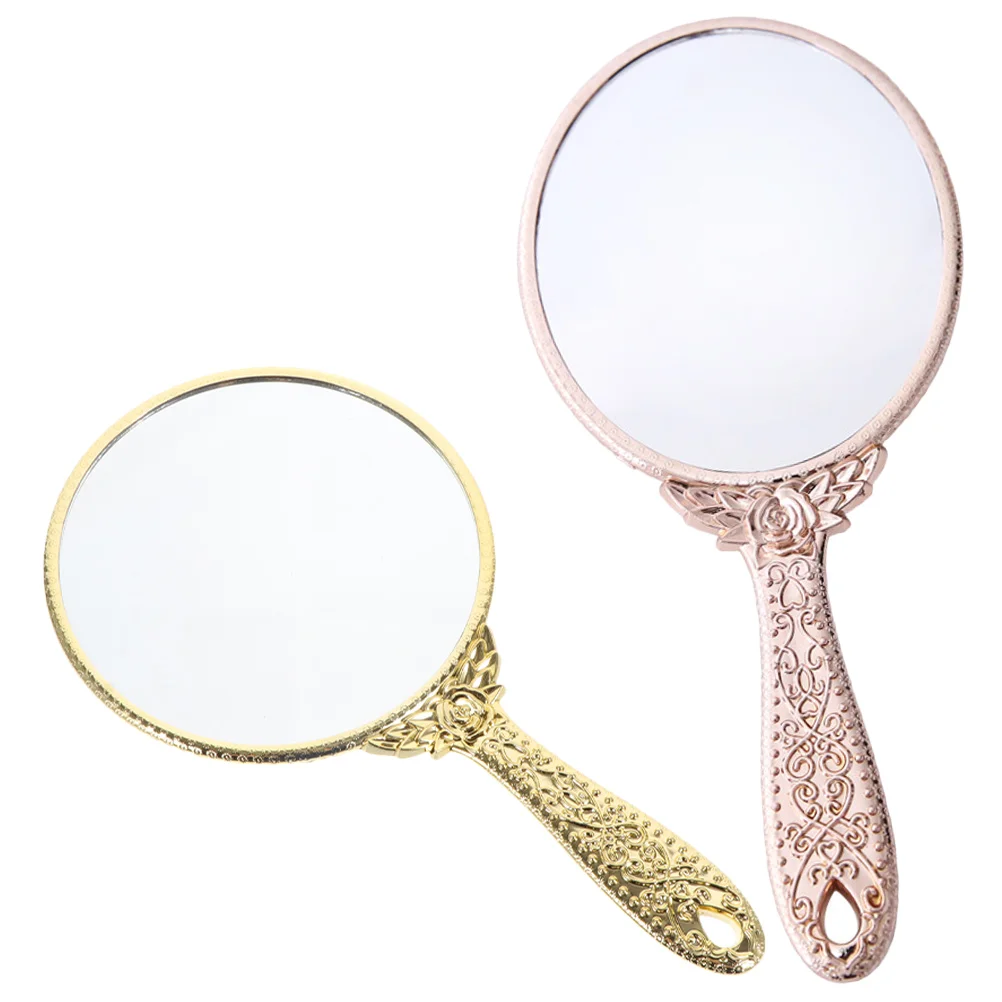 

2 Pcs Metal Wallets Hand Held Mirror Wallets Handheld Mirror Travel Decor Makeup Mirror Vanity Mirror Mirror Handle