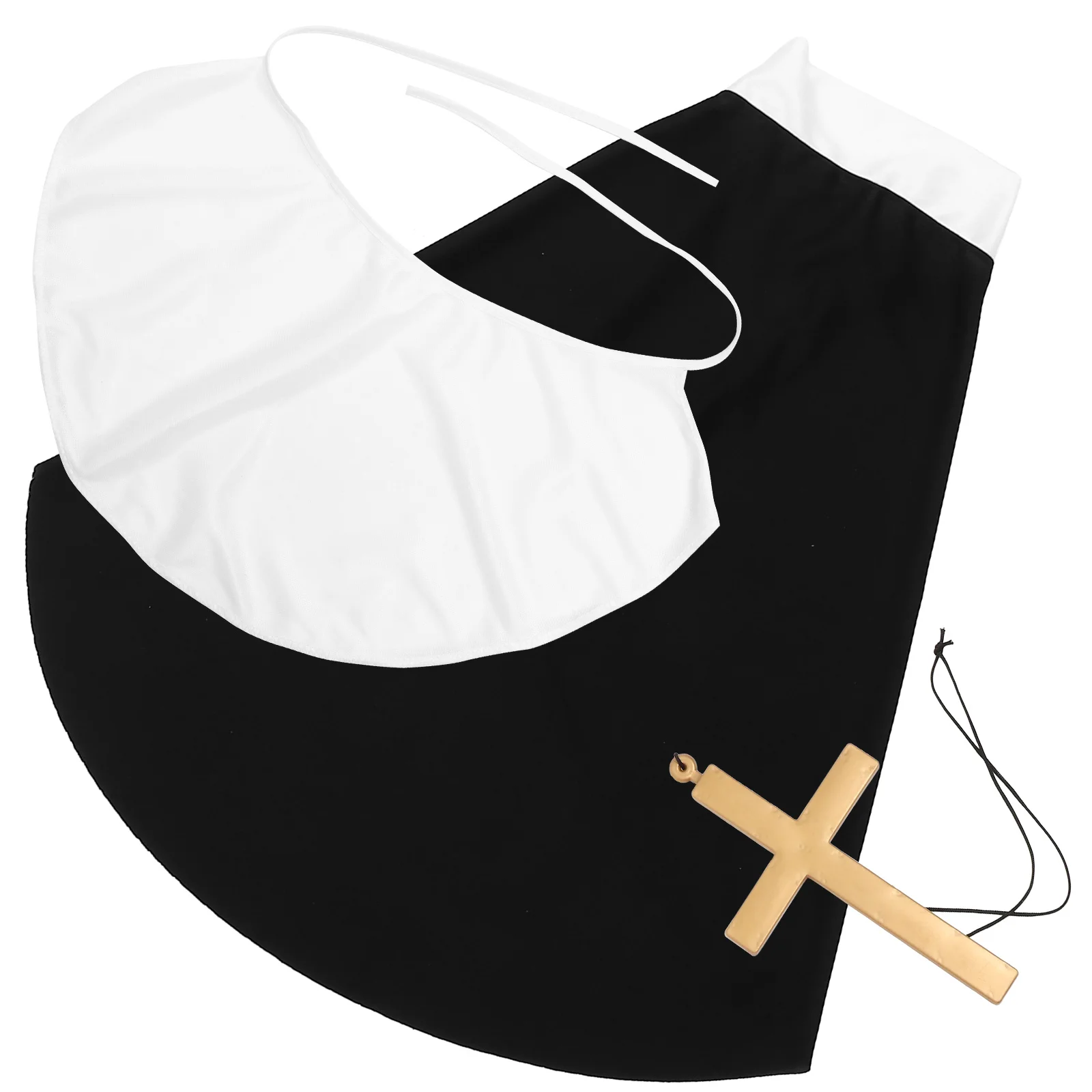 

1 Set Black Hijab For Men of Halloween Party Neckerchief Adult Priest Head Wrap Props Party Cross Pendant Props