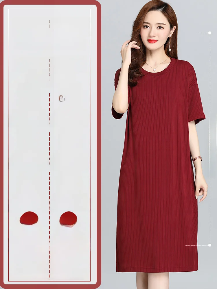 Женское Летнее шелковое платье с коротким рукавом средней длины
