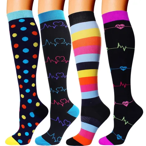 Компрессионные носки для мужчин и женщин, 4 пары