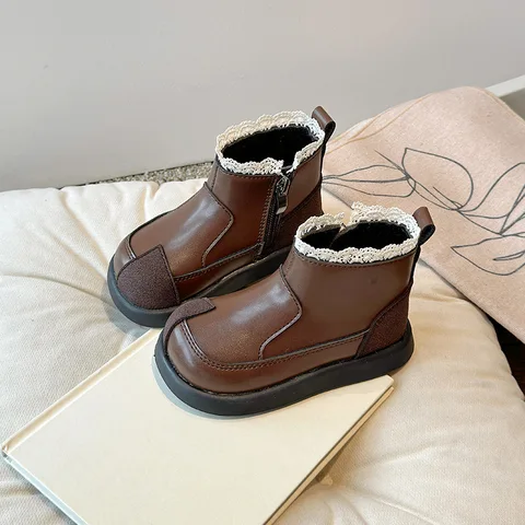 Ботинки для девочек с милым кружевом, размер 4 - 12, цвет в ассортименте