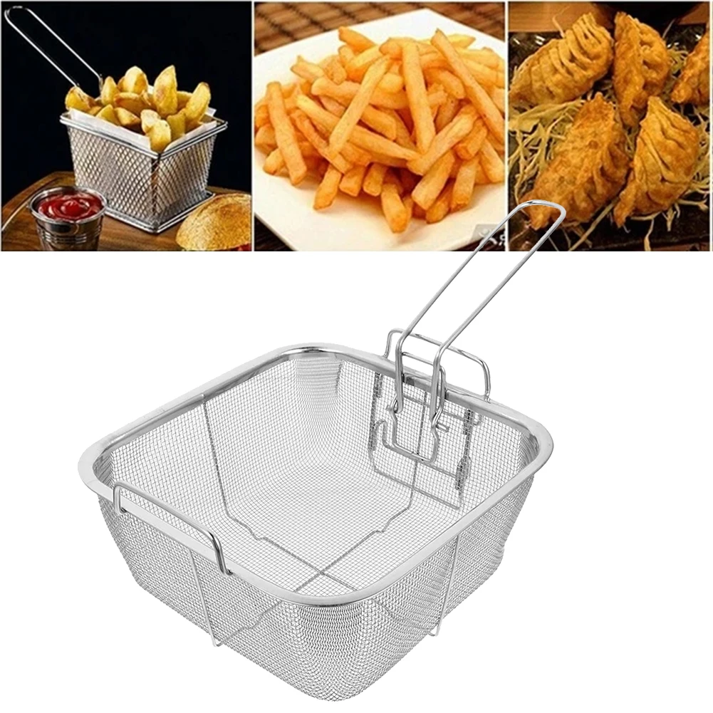 

Stainless Steel Fryer Screen Square French Fries Frame Filter Net Encrypt Colander Strainers Shaped Frying Fried Mesh Basket