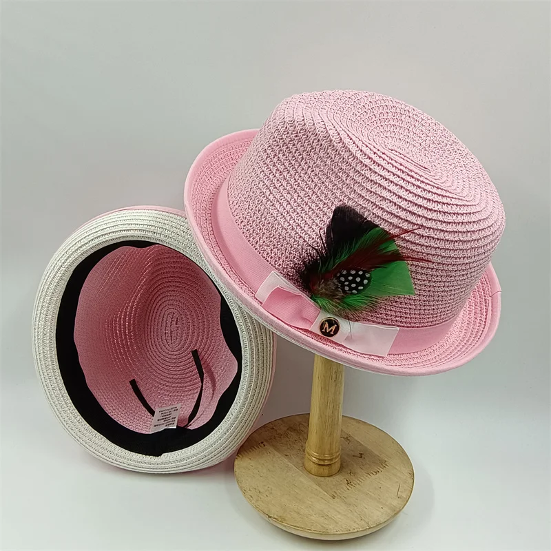 Шляпа соломенная для мужчин и женщин шляпа с бабочкой лентой плойкой подарок