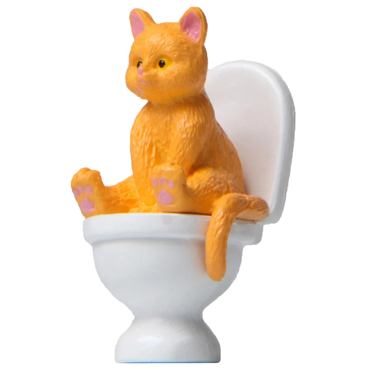 Миниатюрная фигурки кота на унитазе