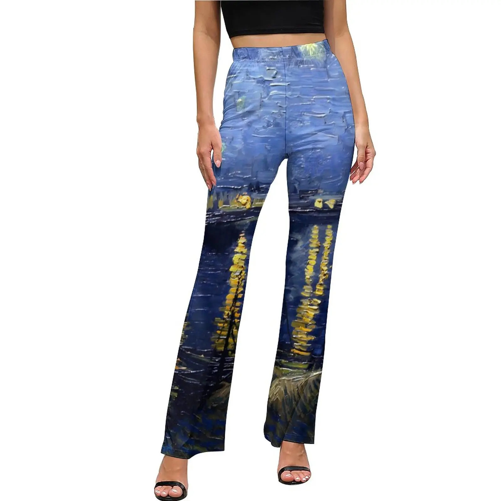 

Vincent Van Gogh Casual Pants Ladies Starry Night Slim Streetwear Flared Pants Summer Classic Graphic Trousers