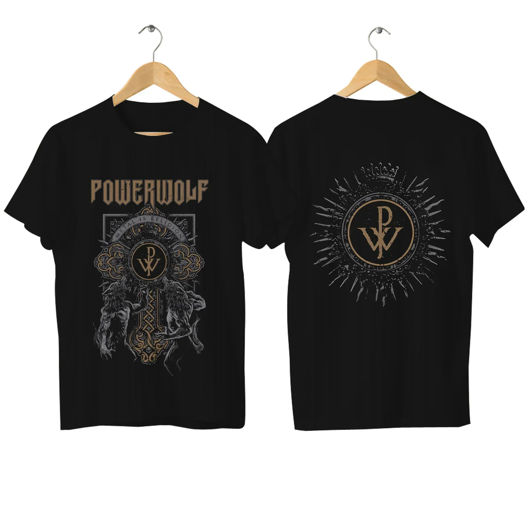Фото Мужская Повседневная футболка с принтом Powerwolf, удобная дышащая уличная футболка оверсайз с графическим принтом «Via bolosa» №5