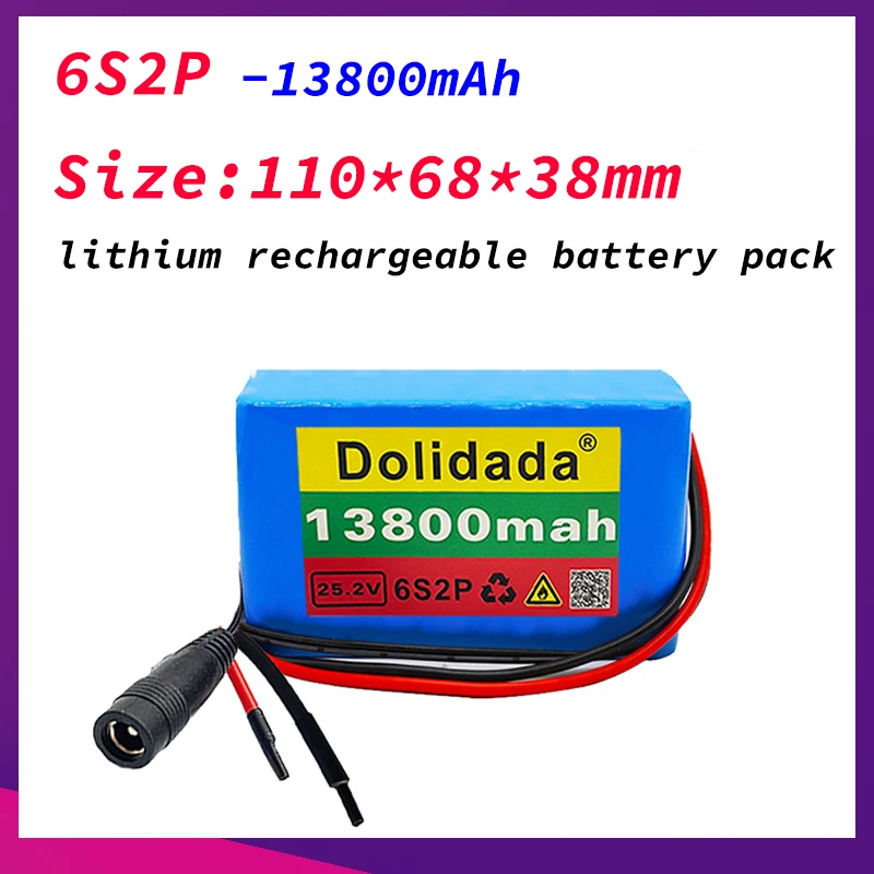 

6s2p 24V 13800mAh 18650 Battery Lithium Rechargeable Battery Pack 25.2v 13800mAh for Electric Bicycle Moped Wheelchair with BMS