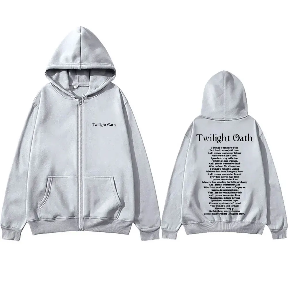 TV Play Twilight Oath Logo Graphic Zipper Hoodie Unisex Casual Fleece Zip Up Jacket Men Women Vintage Oversized Hoodies