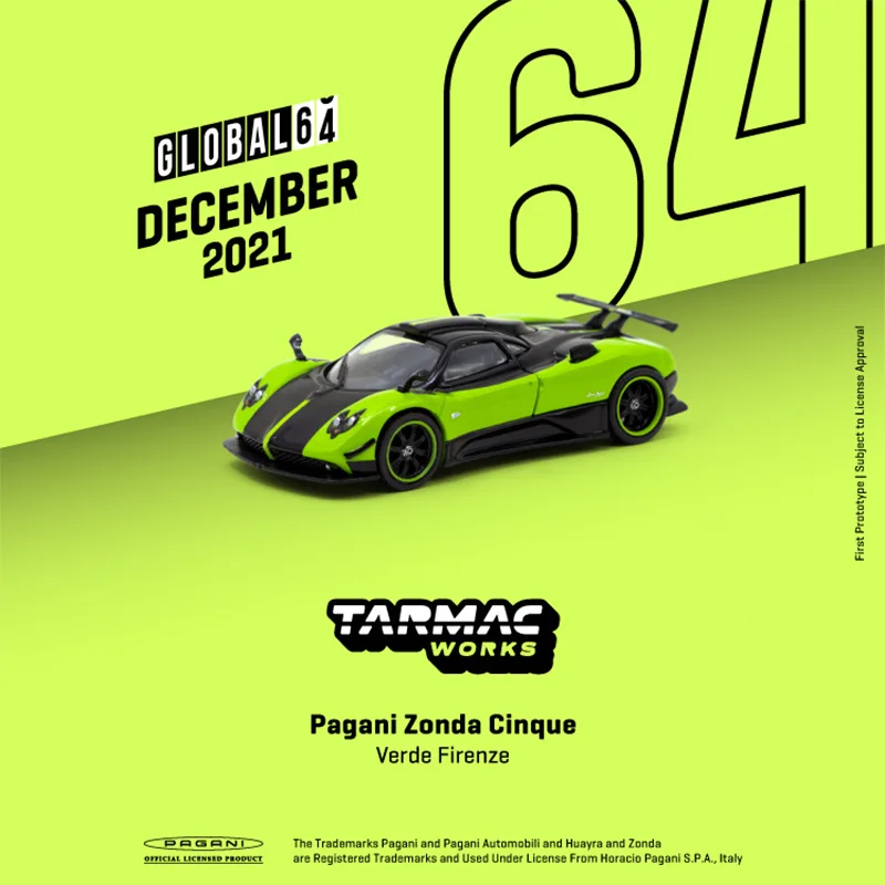 

Tarmac Works TW 1:64 Zonda Cinque Verde Firenze Bonnet Green Engine Diorama Open Alloy Collection Of Miniature Toy Car Models