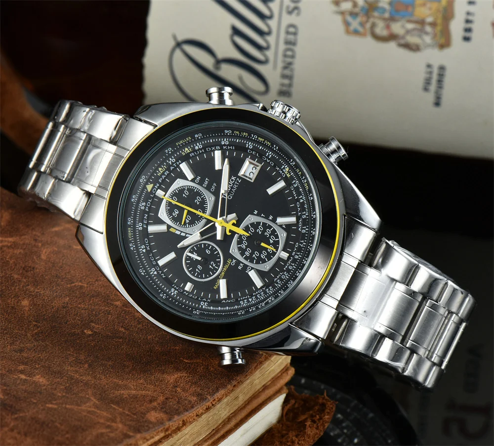 

Quartz Watch AAA Men Wristwatch Waterproofing Luxury band Multifunction Stainless Steel Automatic Chronograph Calendar Date