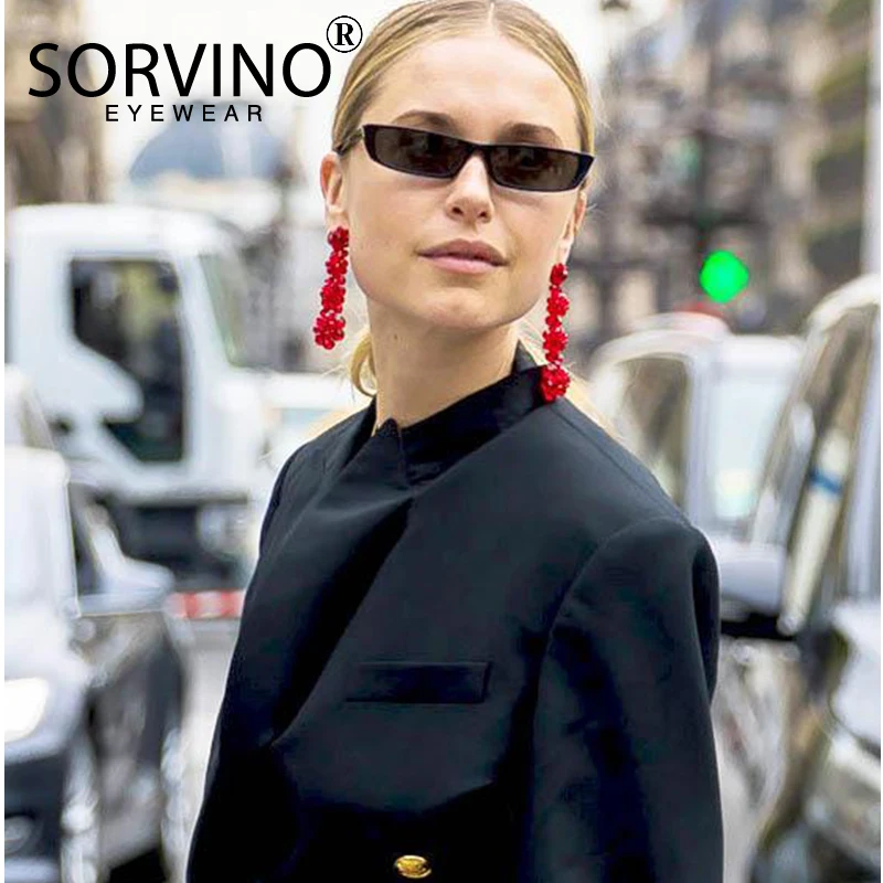 

SORVINO Small Narrow Rectangle Sunglasses Men Women 2022 Brand Designer Black Red Purple Tiny Sun Glasses Shades Oculos SVN58