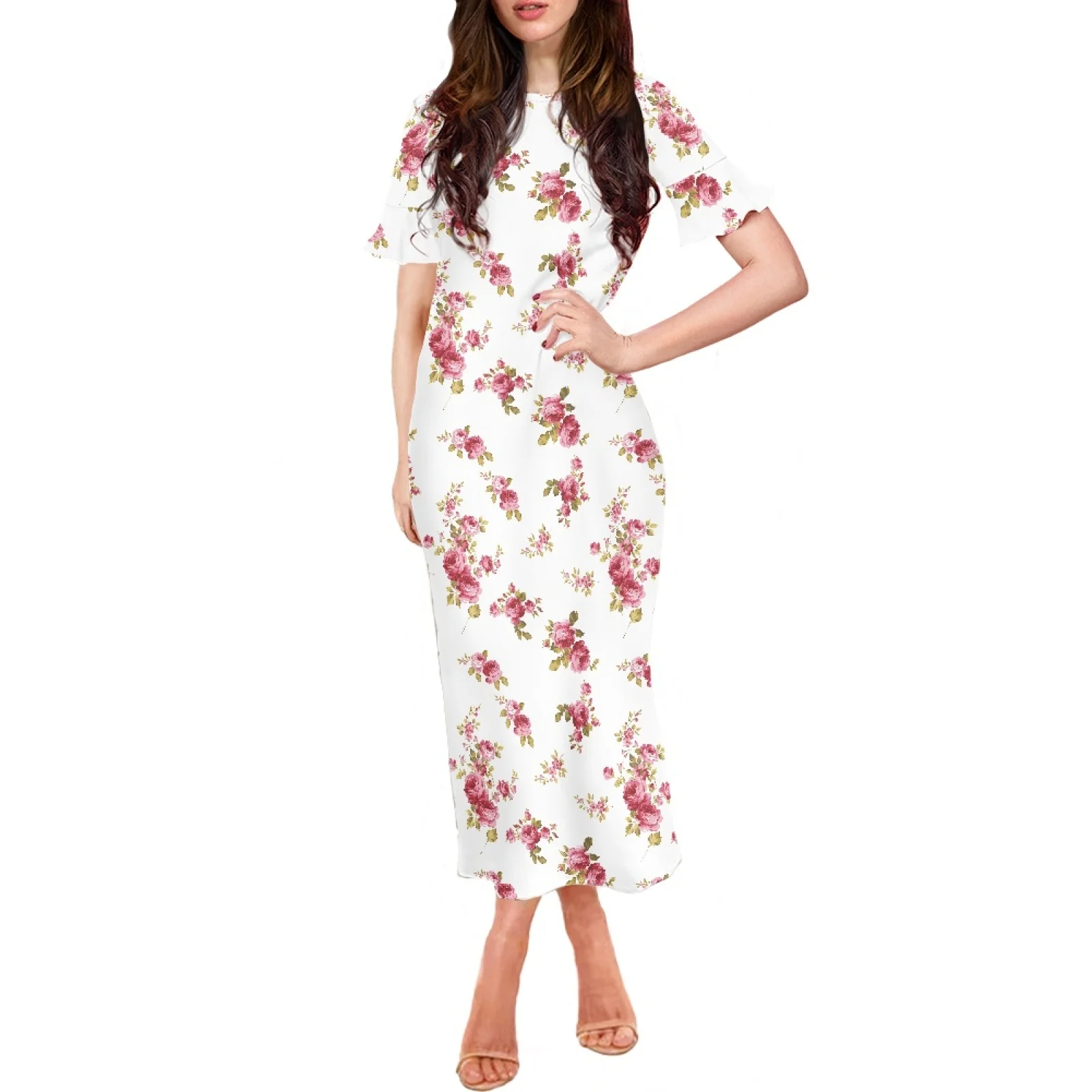 

Новое дизайнерское Гавайское платье розового цвета с принтом полинезийского племени, роскошное праздничное платье с коротким рукавом и об...