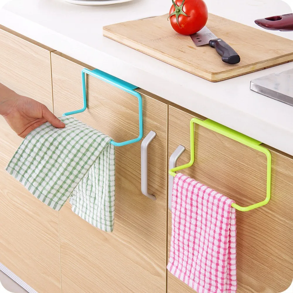 

1/2Pcs Plastic Hanging Holder Towel Rack Multifunction Cupboard Cabinet Door Back Kitchen Accessories Home Storage Organizer