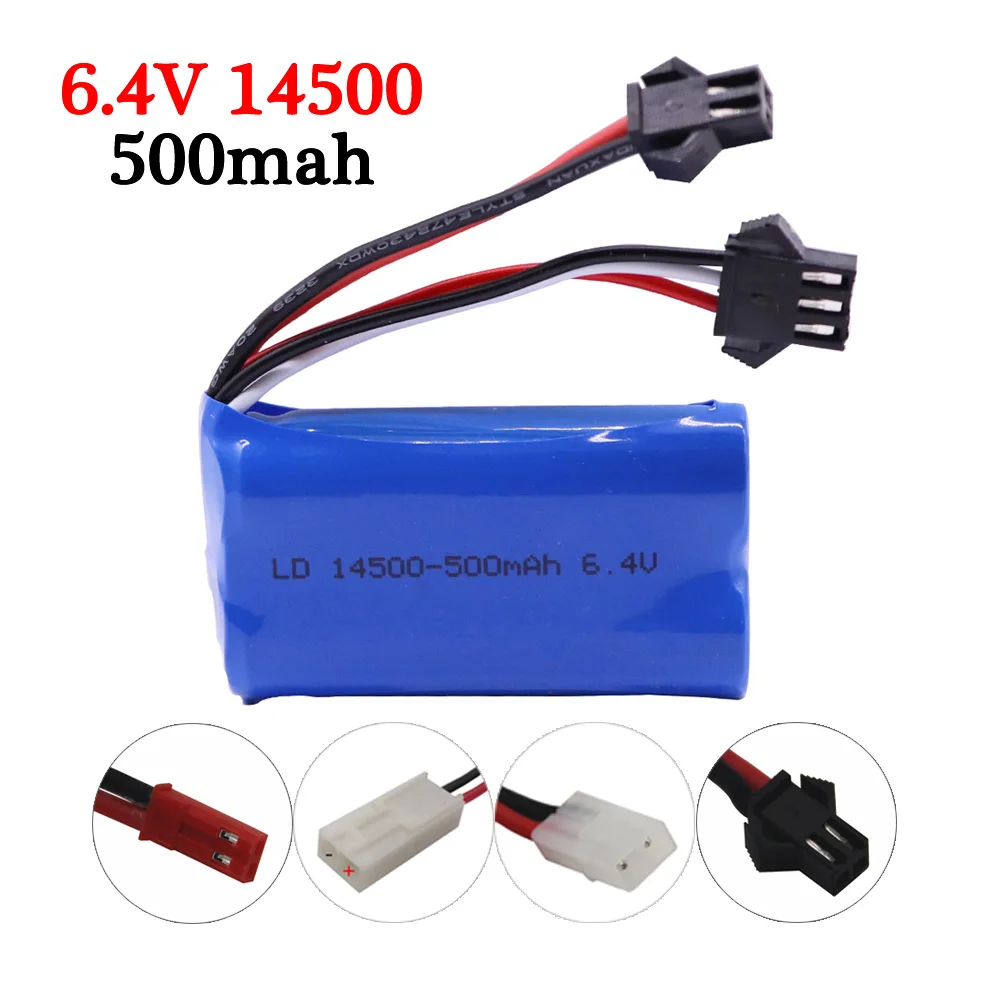 

6.4V 500mah Li-ion Battery 14500 for Wltoys 18401 18402 Remote Control Off-road Vehicle 6.4v battery for RC toys Car Boat Trucks