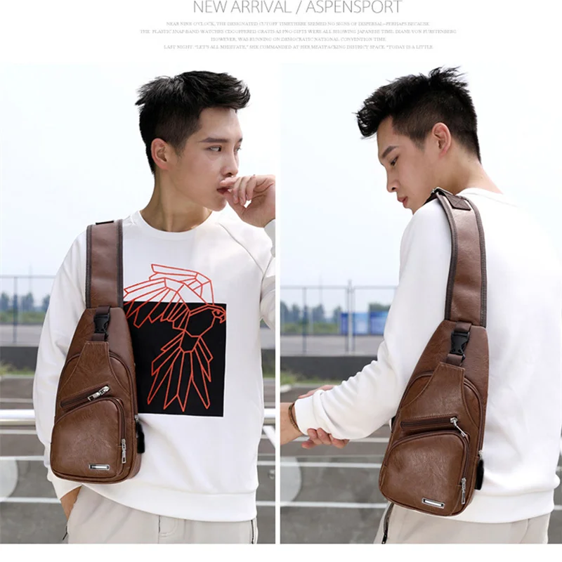 

USB Charging Shoulder Bag Anti-Theft Chest Bag Casual Waterproof Diagonal Bag
