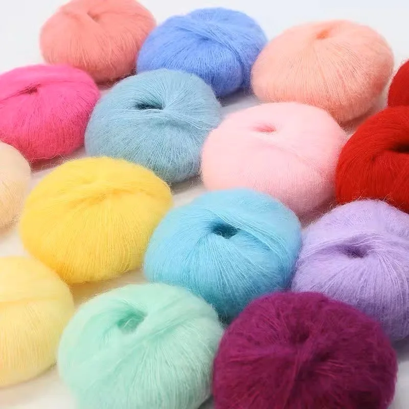 

10pcs/Lot Angora Kid Mohair Mink Yarn For Knitting Merino Wool Fur Crochet Yarn Soft Long Plush For Baby Cashmere Scarf Sweater