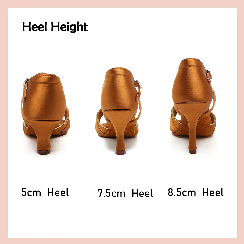 DKZSYIM Women Latin Dance Shoes High Heel Satin Dance Shoes lady Soft Bottom Dance Shoes heeled 8cm Girls Salsa Ballroom Shoes