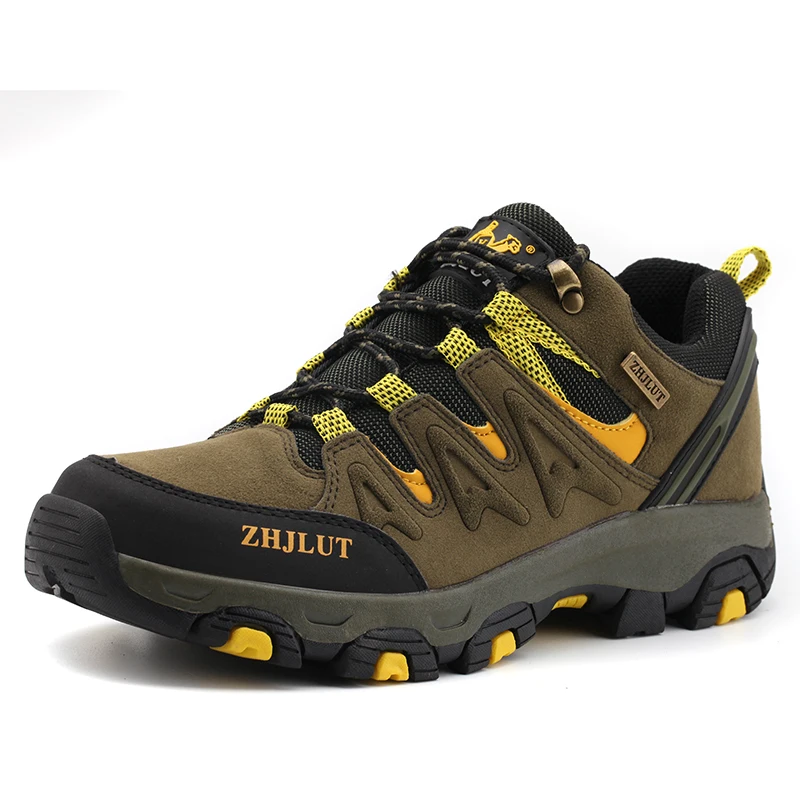 HIKEUP Men Hiking Shoes Climbing Male Sports Women Safety Toe Tactical Non-Slip Durable Trekking Sneakers Men‘s Leather Shoes
