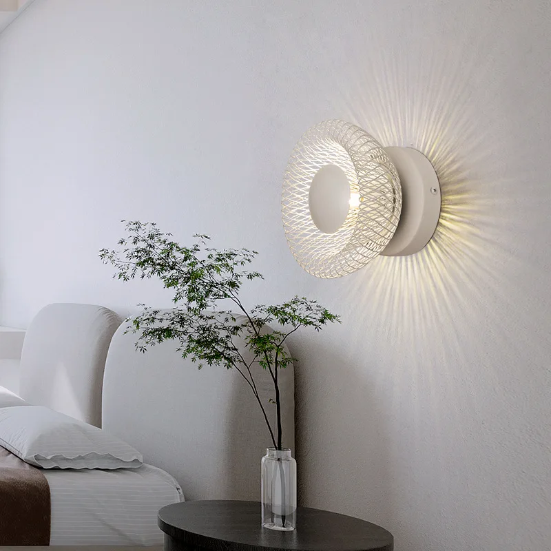 

LED Postmodern Living Room Background Wall Lamps Black White Home Bedroom Bedside Aisle Wall Decor Lamp Study Reading Light G9