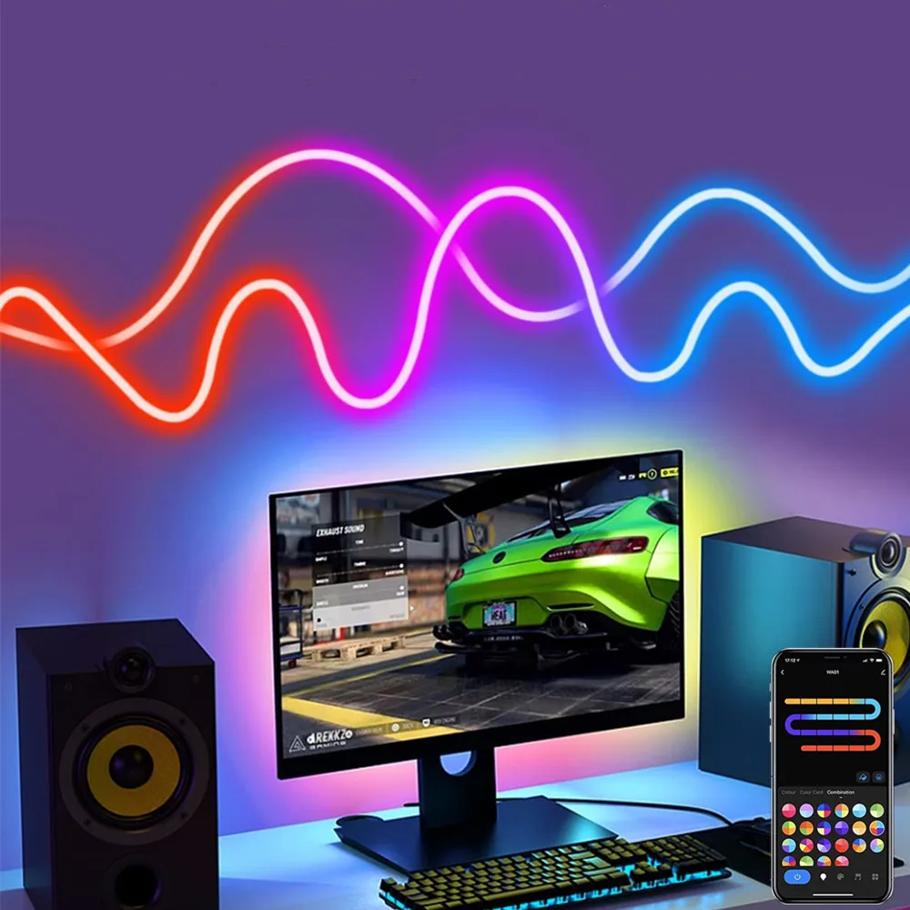 

Smart Tuya RGBIC Neon Rope Lights APP Control Music Sync Neon LED Strip Light 3M LED Lamp TV Backlight Gaming Room Bedroom Decor