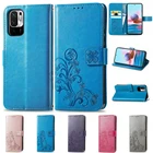 Кожаный чехол-бумажник для Xiaomi Redmi 10 9 9A 9C 9T Note 1010S10T10 Pro Max Mi Poco X3 Nfc Civi 11T четырехлистный клевер