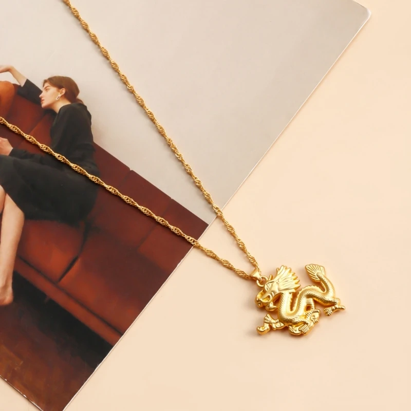 Модное ожерелье с подвеской в ​​виде дракона ювелирное колье китайские