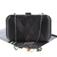 womens fashion evening bag square silk black woven design handbag chain messenger bag banquet bridal wedding purse cosmetic bag