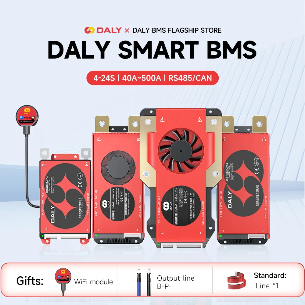 Daly Smart BMS Lifepo4 4S 12V 13S 14S 16S 48V 8S 24V 20S 24S 150A 250A BT UART Li-Ion LTO Батарея Балансирующий ток 100 мА (art.: 3920d2aa52fce) - 3920d2aa52fce