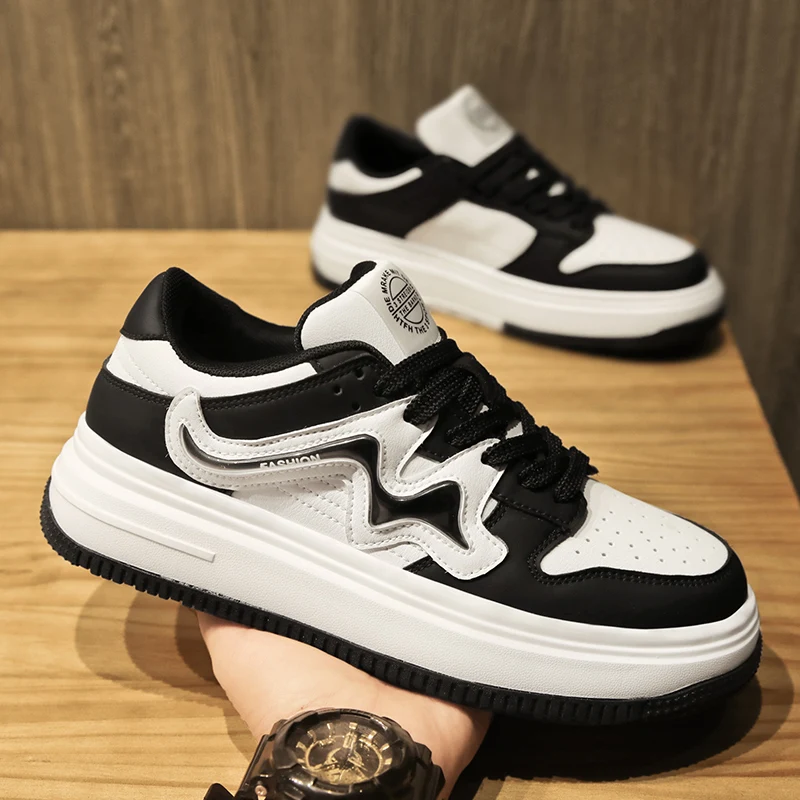 

Кроссовки мужские на шнуровке, низкие, толстая подошва, Нескользящие, Спортивная Уличная обувь для бега