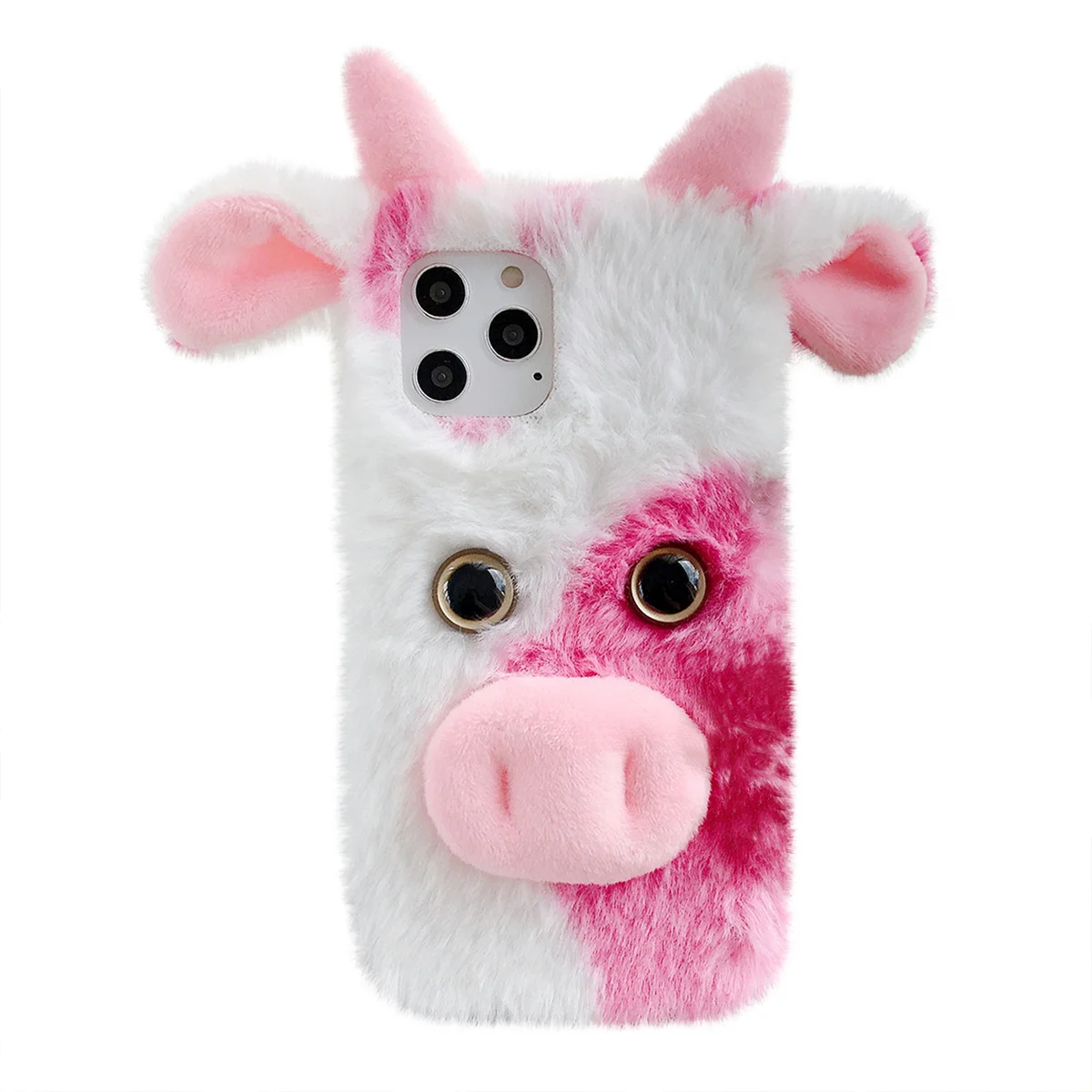

Fluffy Phone Case Cartoon Furry Cow Phone Cover Compatible for iPhone 13 Pro Max
