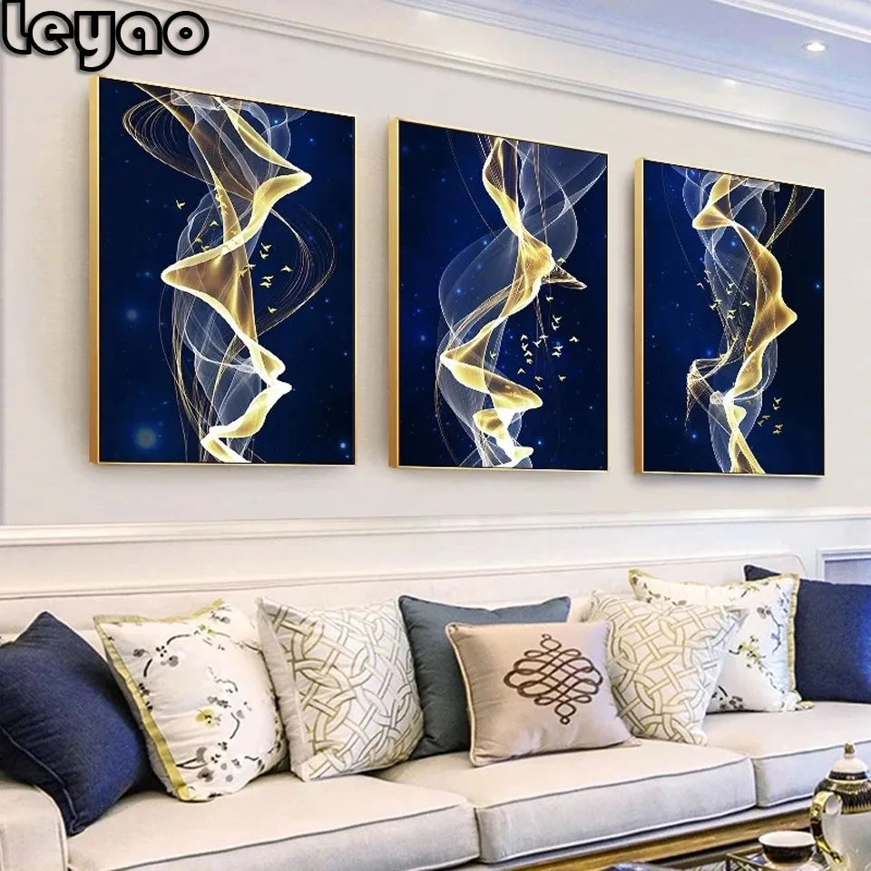 Современная синяя абстрактная алмазная живопись наборы для вышивки крестом