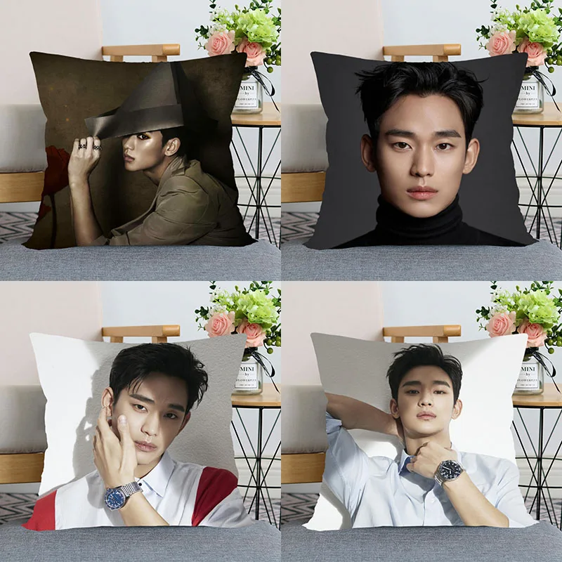 

40x40cm Kim Soo Hyun Pillowcase Bedroom Home Decorative Nice Gift Pillow Cover Square Zipper Pillow Cases Satin Soft Fabric