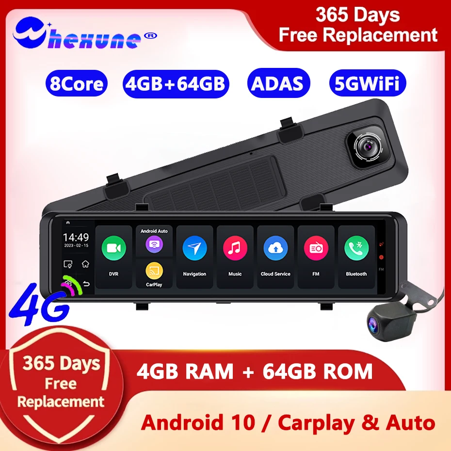 Зеркало-видеорегистратор, 12 дюймов, 4G, Android 10, 4 + 64 ГБ Зеркало-видеорегистратор, 12 дюймов, 4G, Android 10, 4 + 64 ГБ