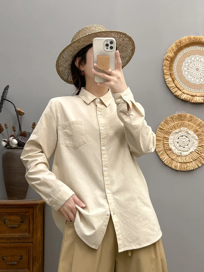 Молодежные блузки из 100% хлопка женские весенние в японском стиле с длинными