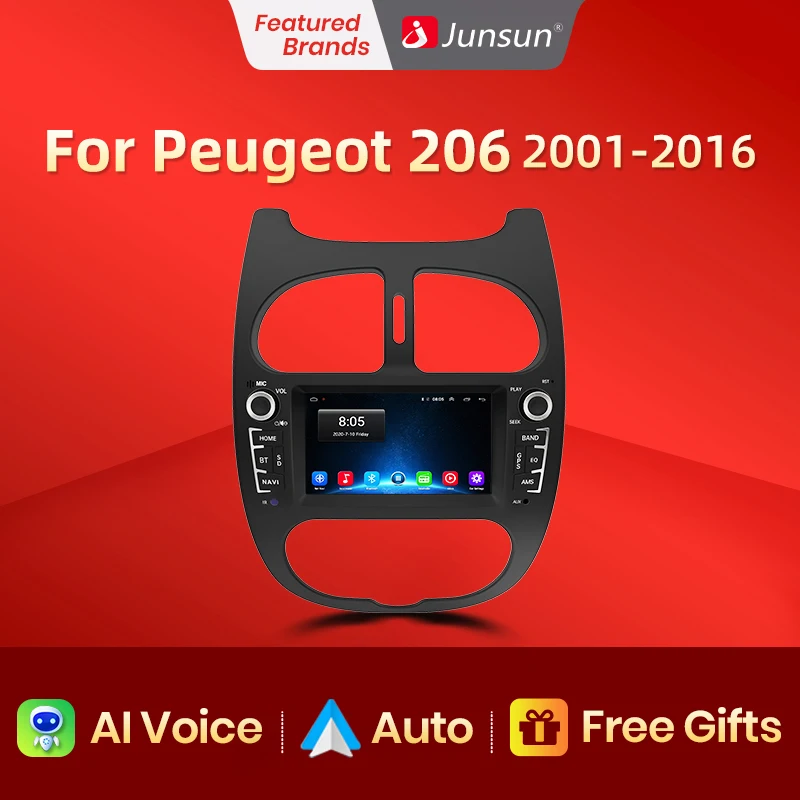 Автомагнитола Junsun мультимедийный плеер для Peugeot 206 2001-2016 Авто RDS GPS 2din Авторадио -