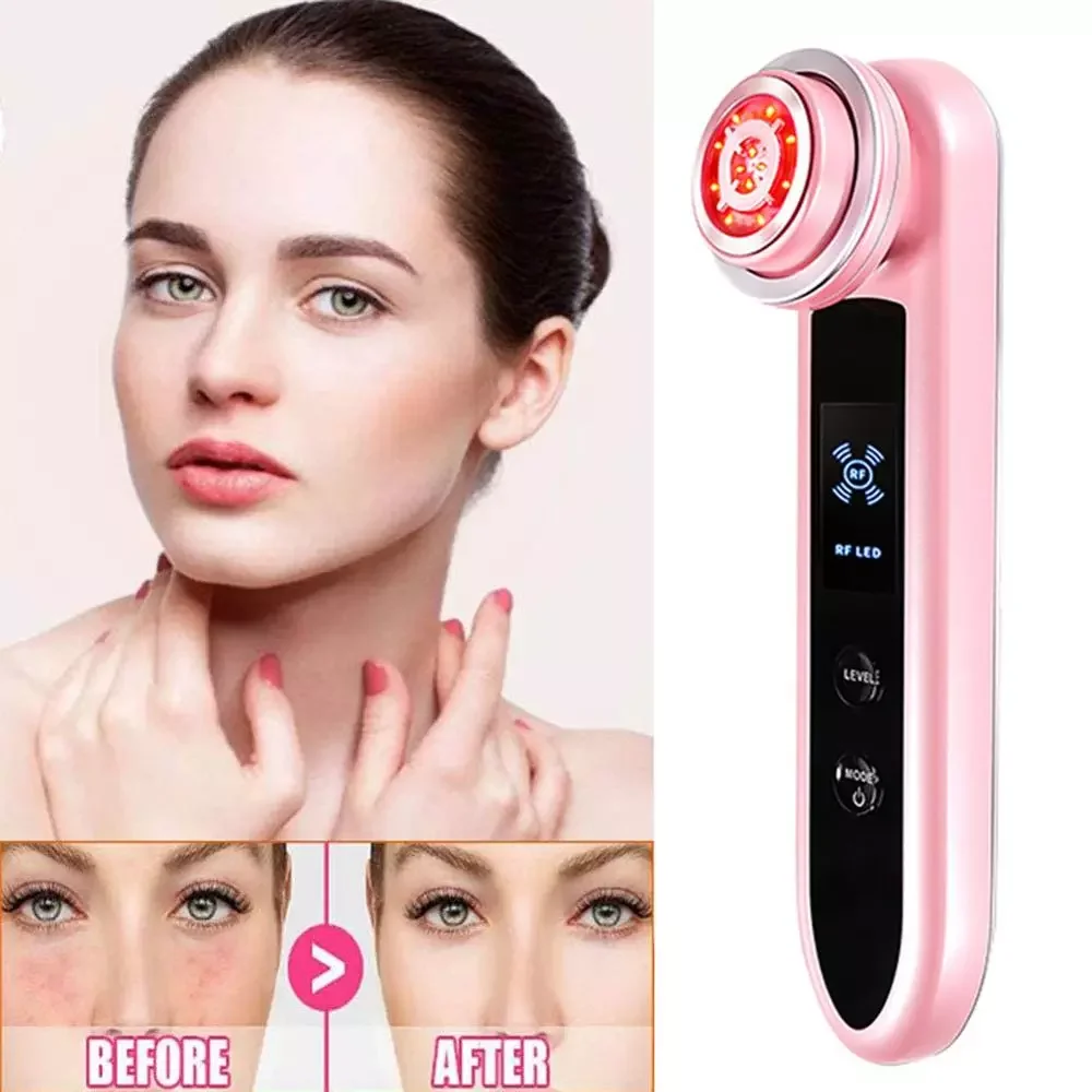 

Face RF Radio Frequency Massager Acne Wrinkle Remover EMS Muscle Stimula V-Shaped Face Lifting Massager LED Phototherapy Device