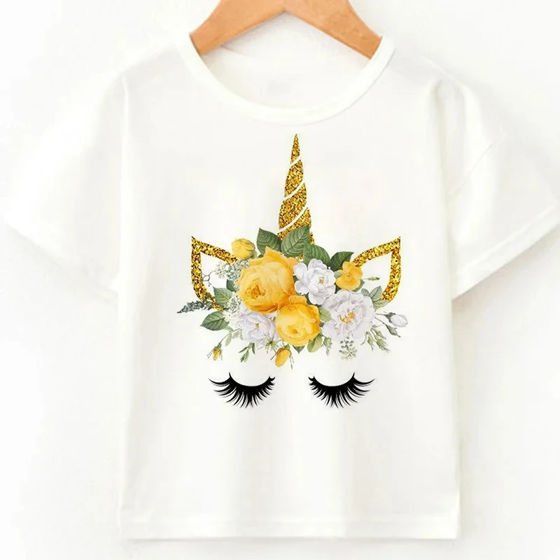 Футболка детская летняя с принтом единорога и солнцезащитных очков