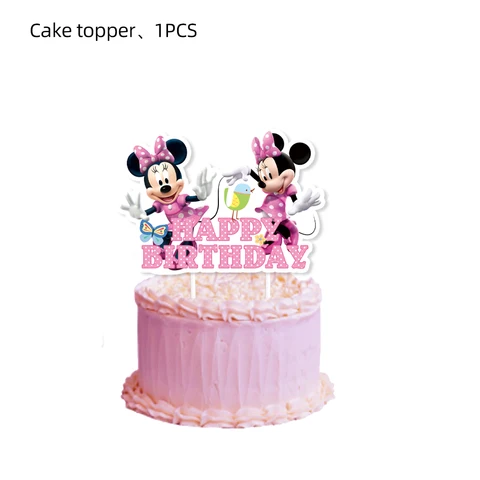 Новое Розовое украшение для дня рождения Минни Маус, бумажные тарелки, салфетки, одноразовая посуда для вечеринки, воздушный шар, товары для детского душа