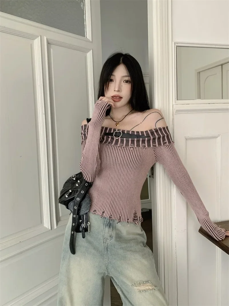 Y2k Пуловеры с длинными рукавами в стиле гранж-панк Харадзюку уличная одежда