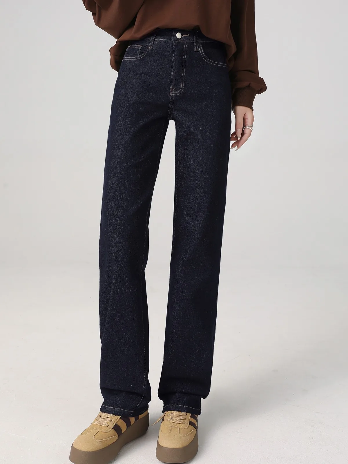 ZHISILAO толстые теплые джинсы женские винтажные хлопковые эластичные меховые