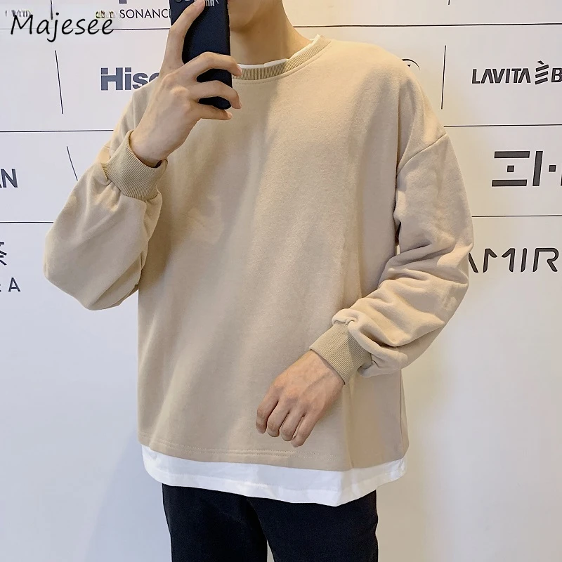 

Sweatshirts Men Long Sleeve Streetwear Ulzzang Couples Clothes Harajuku Male Fashion Clothing O-neck Autumn Simple All-match