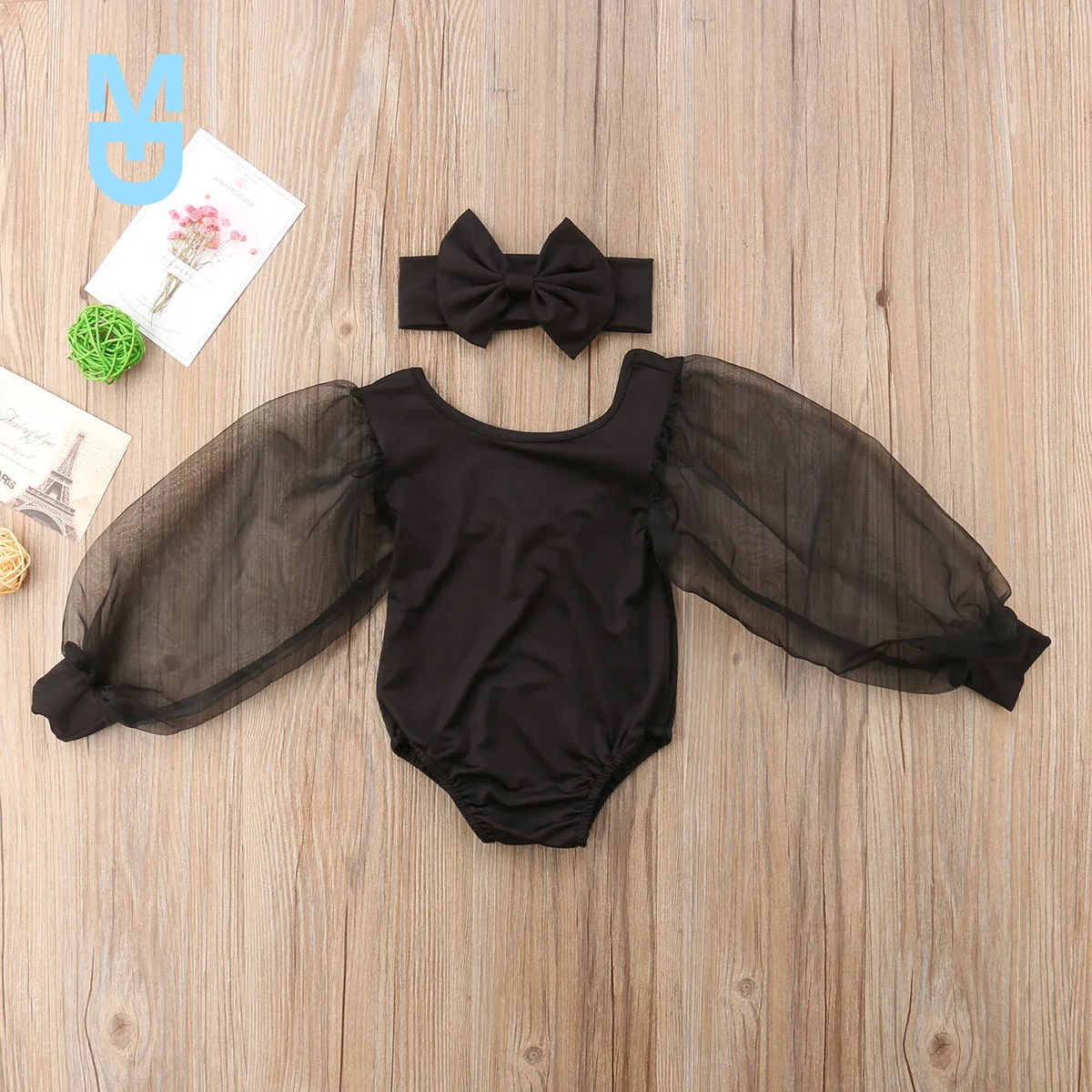 

New Summer Hot 2Pcs born Toddler Baby Girl Long Sleeve Black White Mesh Fashion Personallity Bodysuit Jumpsuit Outfits