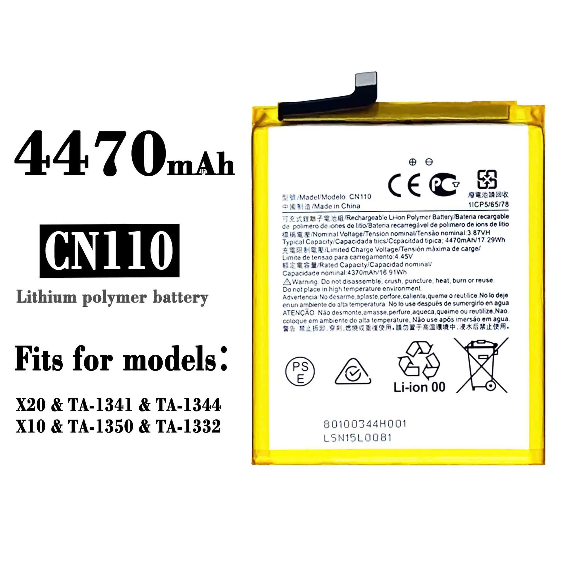 

CN110 100% Orginal High Quality Replacement Battery For Nokia X20 TA-1341 TA-1344 X10 TA-1350 TA-1332 4470mAh Latest Batteries