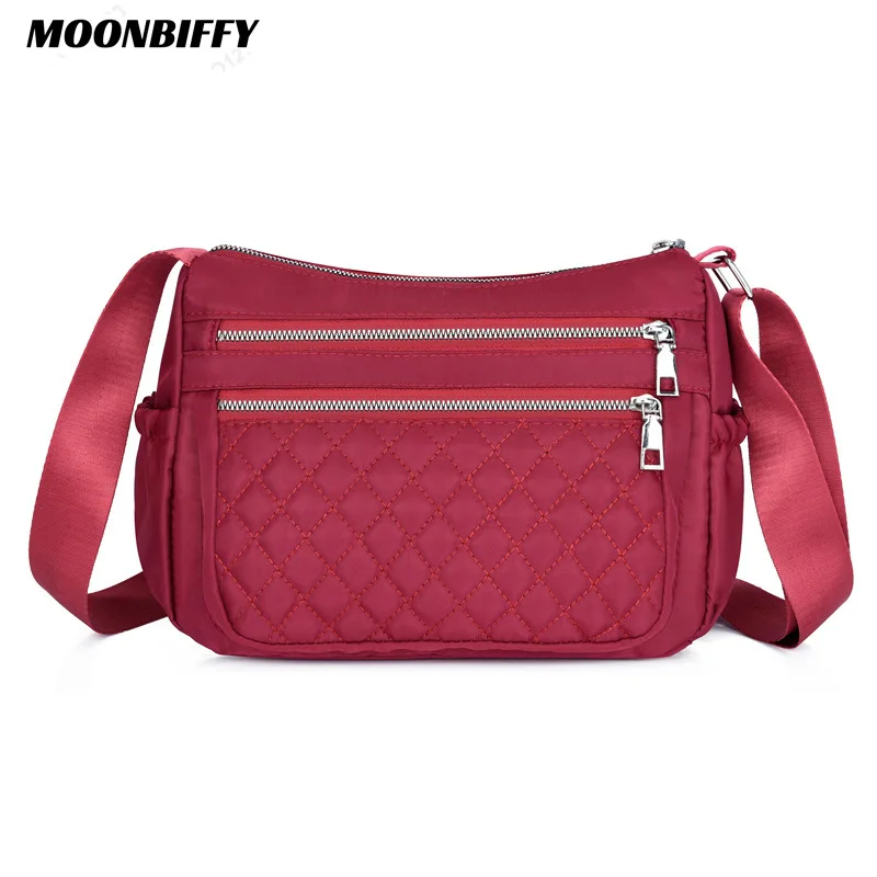 

2022 New Lozenge Shoulder Women Bag Waterproof Oxford Crossbody Bag Embroidery Thread Messenger Handbag Shopping Lady Mom Totes
