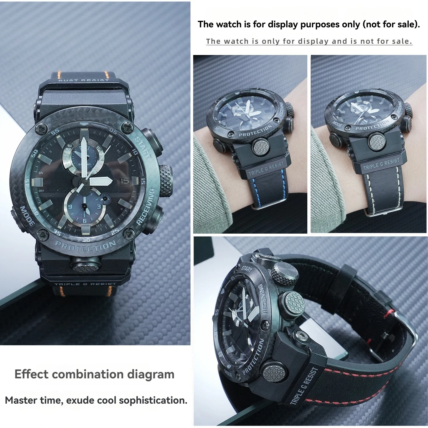 Фото Подходит для часов Casio G-SHOCK серии Airmaster 5588 GWR-B1000, модифицированный и улучшенный ремешок из натуральной кожи, мягкий кожаный ремешок для часов. №4